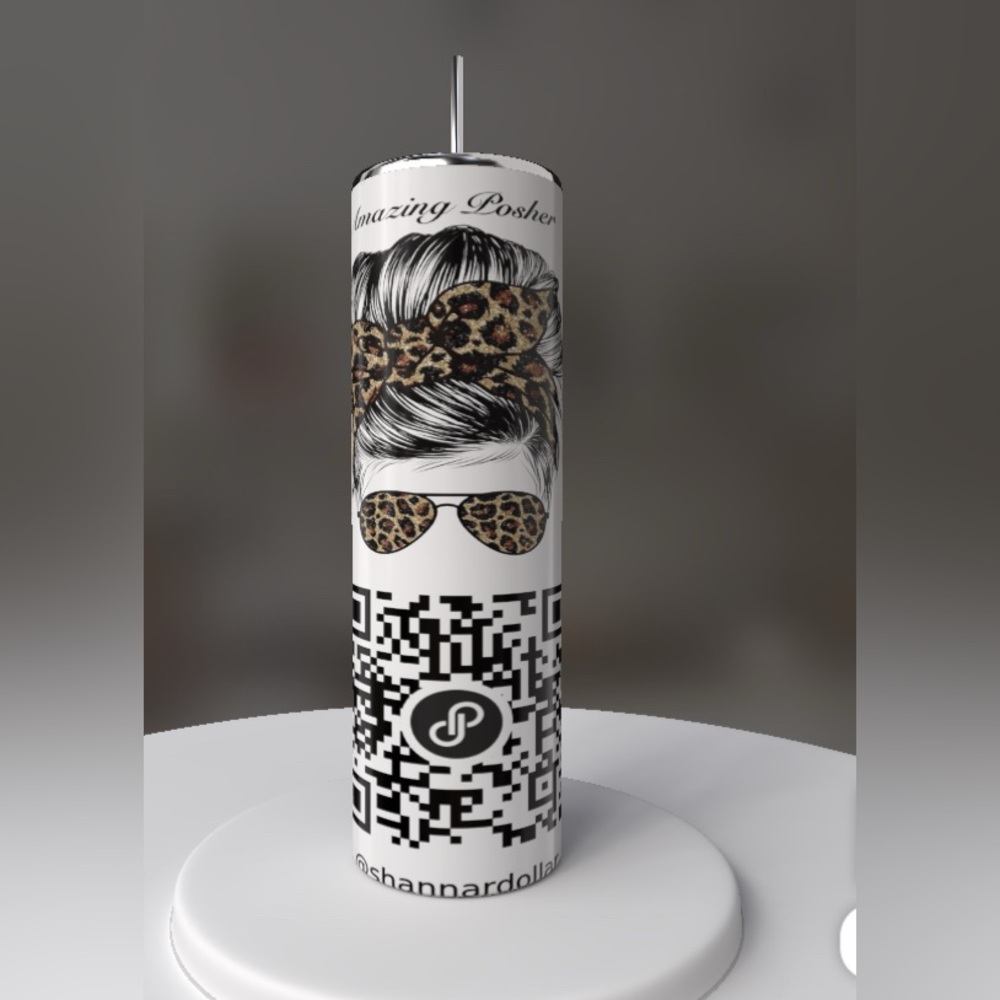Amazing Posher WITH YOUR QR CODE Leopard Print QR Code 20 oz stainless tumbler